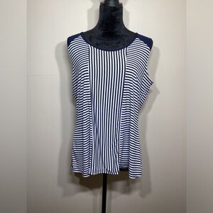 Diana Belle Navy and White Striped Sleeveless Top Size XL